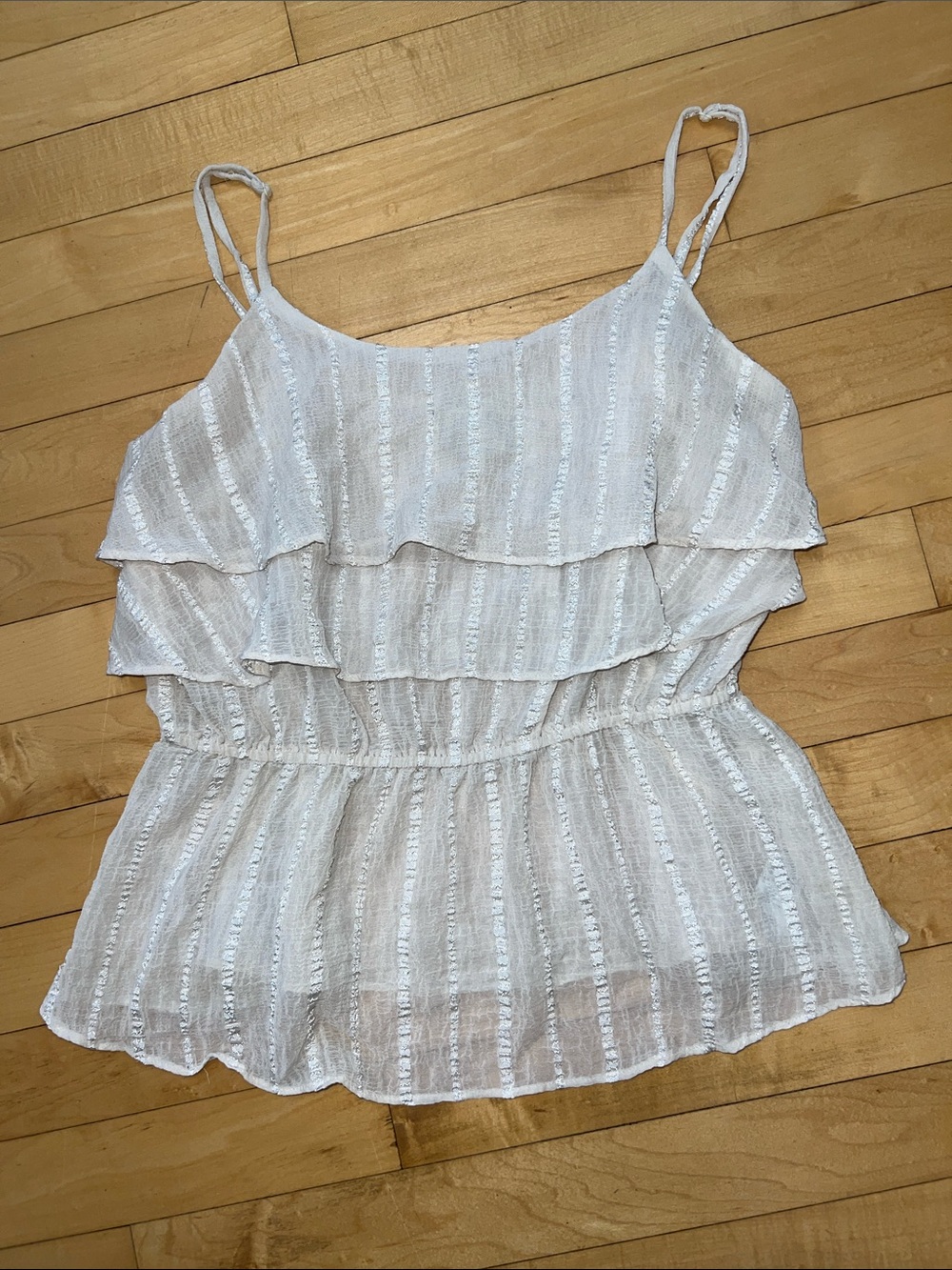 Forever 21 White Tiered Ruffle Cami